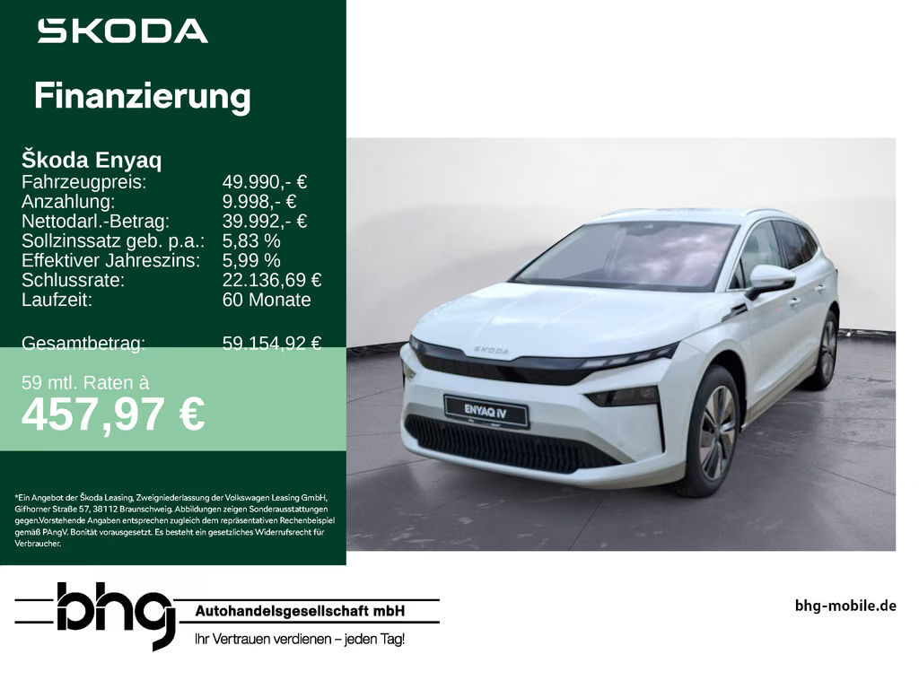 Skoda Enyaq iV 85 h Batterie Elektromotor 1-Gang-Automati