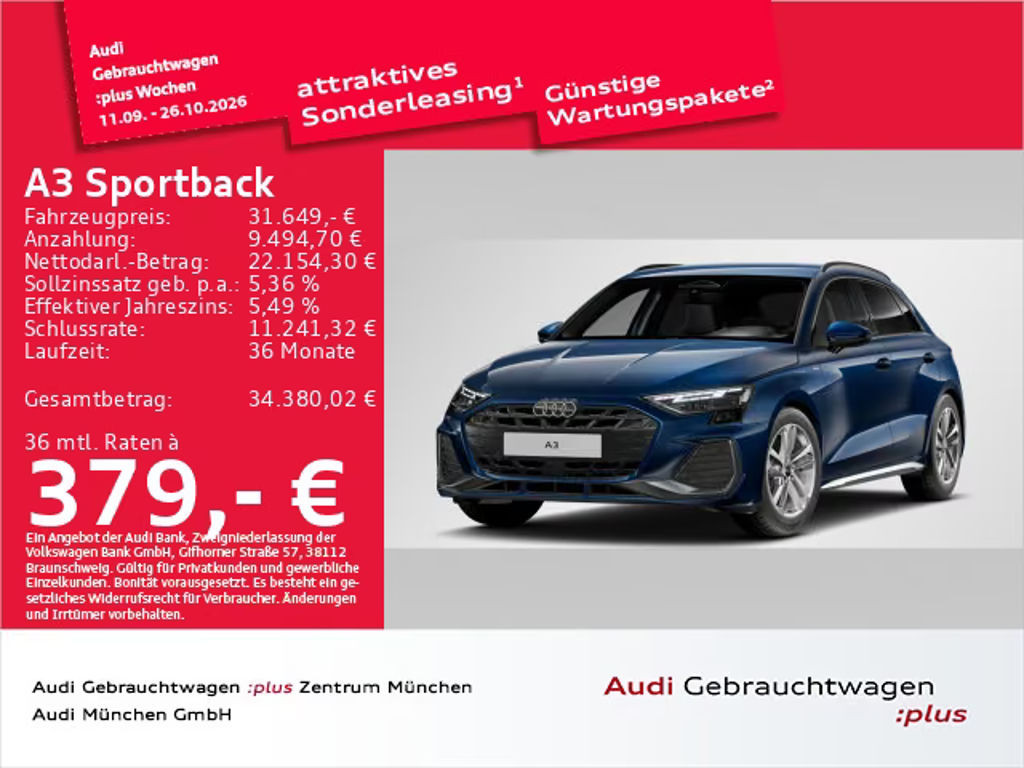 Audi A3 Sportback Sedan S-Line 35 TFSI