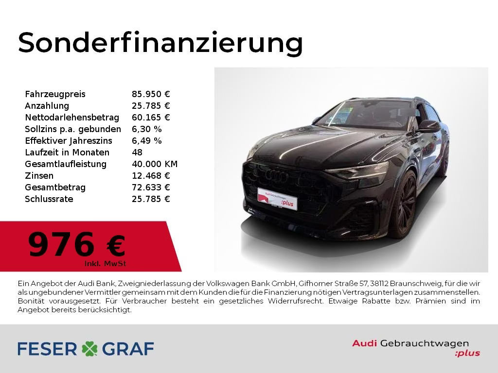 Audi SQ8 TFSI AHK,B&O,HDMatrix,HUD,Leder,Pano,Sitzbel