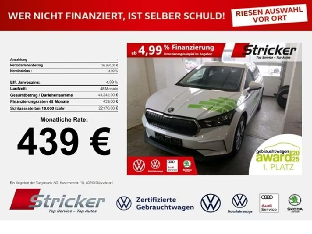 Skoda Enyaq iV IV85 439,-ohne Anzahlung Navi AHK Kamera