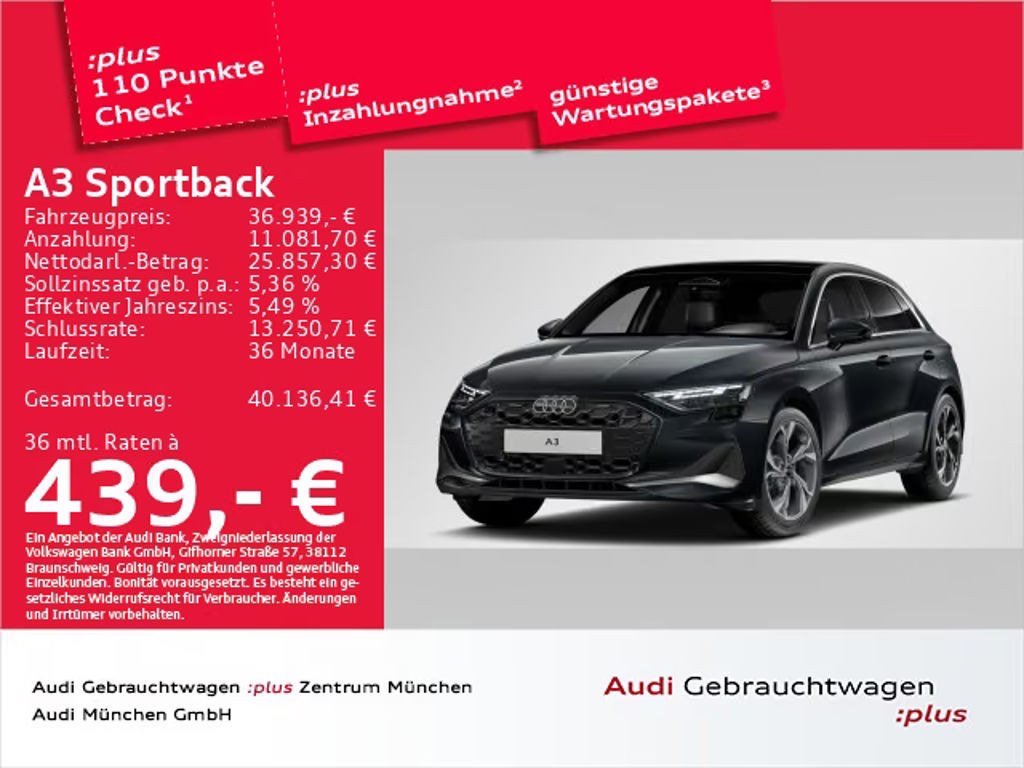 Audi A3 Sportback Sedan S-Tronic 35 TFSI